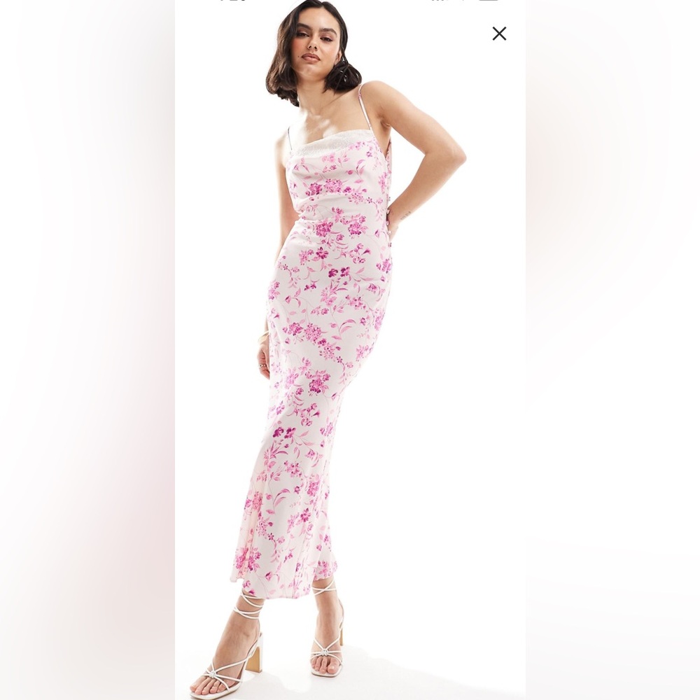 ASOS Pink Floral Midi Dress
